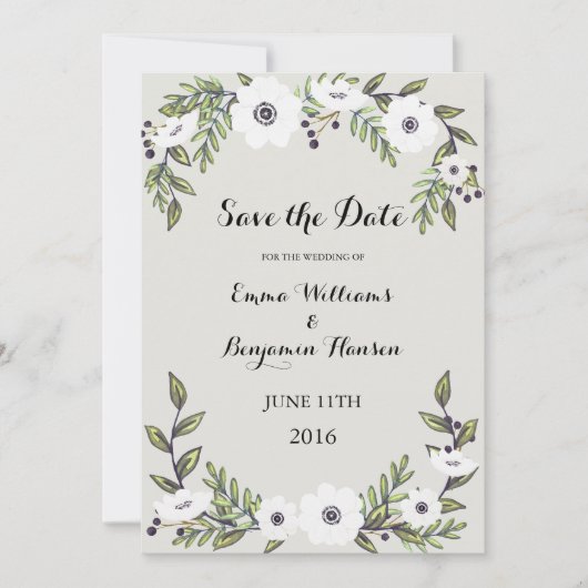 Geschilderde Anemonen - Save the Date (Voorkant)