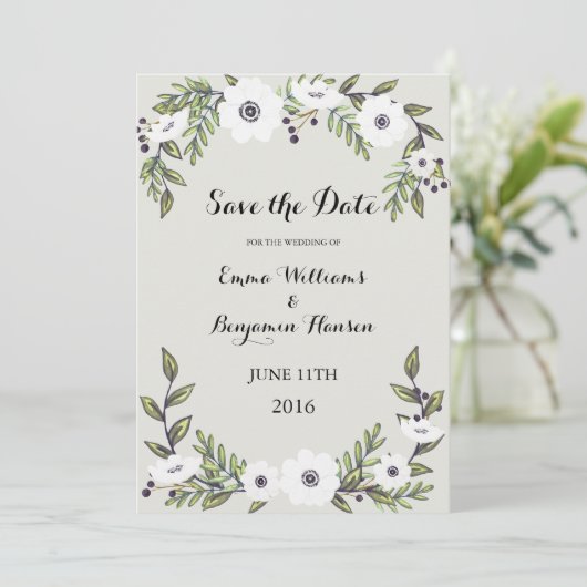 Geschilderde Anemonen - Save the Date (Staand voorkant)