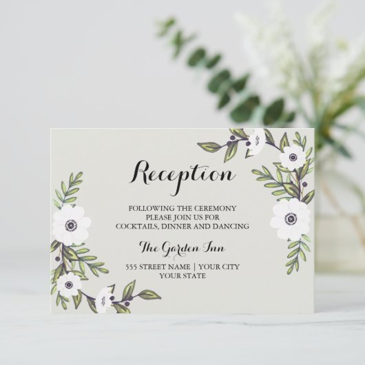 Geschilderde Anemones - Receptiekaart Informatiekaartje (Staand voorkant)