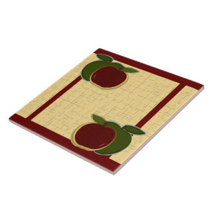 Geschilderde appelen (getextureerd/cranberry) tegeltje