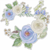 Geschilderde Aquarel Lucht Blauw en Witte Roos Blo Sticker (Voorkant)