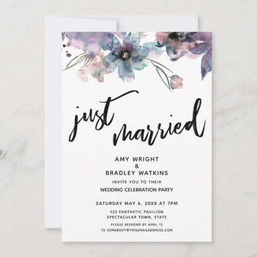 Geschilderde Artistieke Bloemen Net Getrouwd Ontva Kaart (Voorkant)