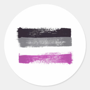 GESCHILDERDE ASEXUELE TROTS VLAG RONDE STICKER
