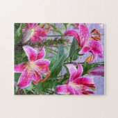 Geschilderde Aziatische Stargazer Bloementuin Puzz Legpuzzel (Horizontaal)