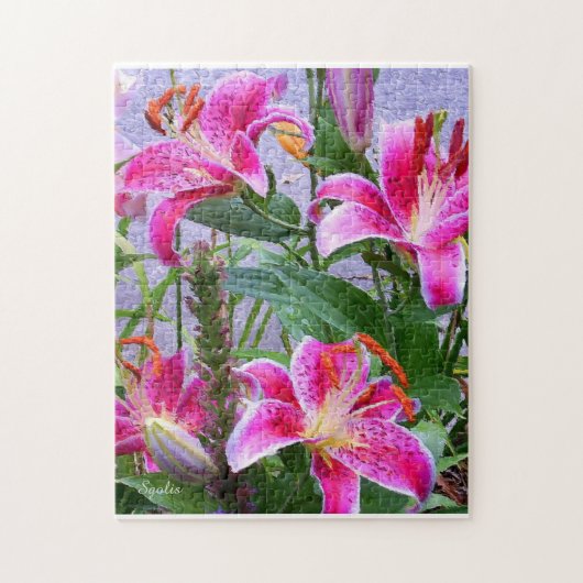 Geschilderde Aziatische Stargazer Bloementuin Puzz Legpuzzel (Verticaal)