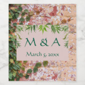 Geschilderde bakstenen Green Ivy bruiloft drank la Wijn Etiket (Enkel label)