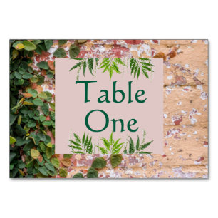 Geschilderde bakstenen Green Ivy Trouwtafel Nummer Kaart