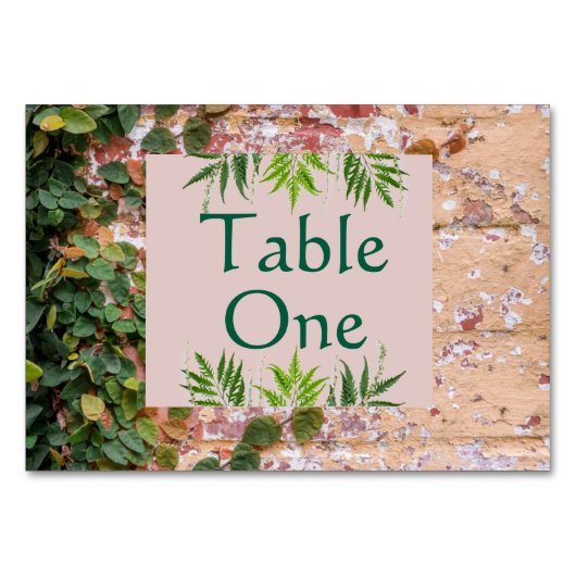 Geschilderde bakstenen Green Ivy Trouwtafel Nummer Kaart (Voorkant)