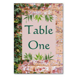 Geschilderde bakstenen Green Ivy Trouwtafel Nummer Kaart