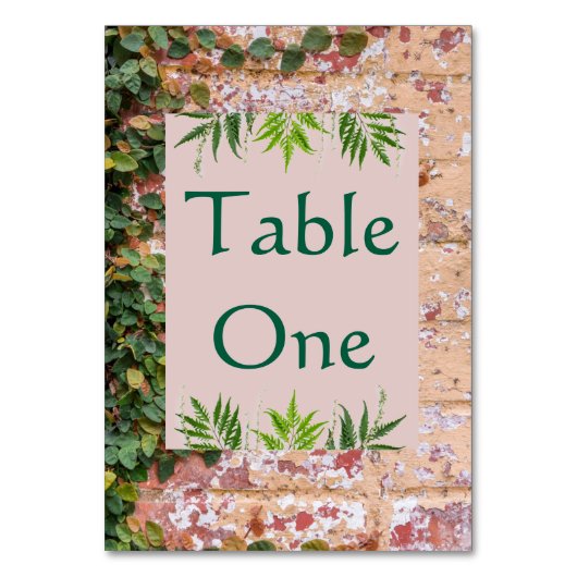 Geschilderde bakstenen Green Ivy Trouwtafel Nummer Kaart (Voorkant)