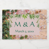 Geschilderde bakstenen Green Ivy Wedding Mini Wijn Sparkling Wijnetiket (Enkel label)