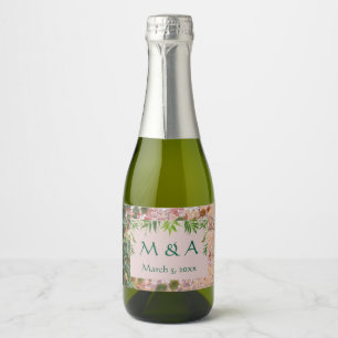 Geschilderde bakstenen Green Ivy Wedding Mini Wijn Sparkling Wijnetiket