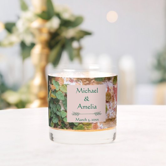 Geschilderde bakstenen Green Ivy Wedding Rocks Gla Whisky Glas (Insitu (Huwelijk))