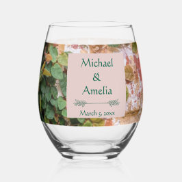 Geschilderde bakstenen Green Ivy Wedding Stemloos  Wijnglas Zonder Voet
