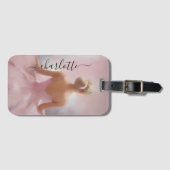 Geschilderde Ballerina in Roze Bagagelabel (Voorkant (horizontaal))