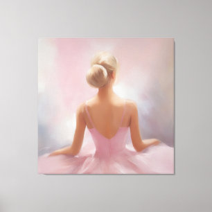 Geschilderde Ballerina in Roze Canvas Afdruk