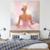 Geschilderde Ballerina in Roze Canvas Afdruk (Insitu (Slaapkamer))