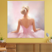 Geschilderde Ballerina in Roze Canvas Afdruk (Insitu (Woonkamer))