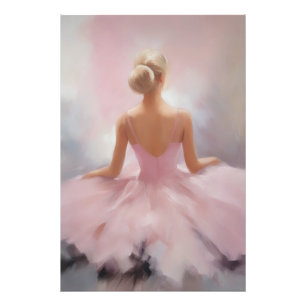 Geschilderde Ballerina in Roze Foto Afdruk