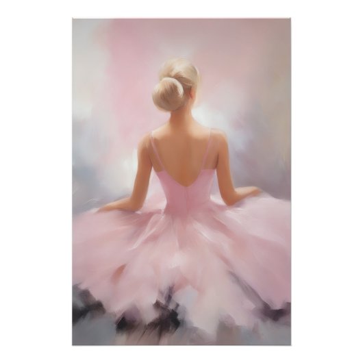 Geschilderde Ballerina in Roze Foto Afdruk (Voorkant)