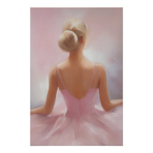 Geschilderde Ballerina in Roze Perfect Poster