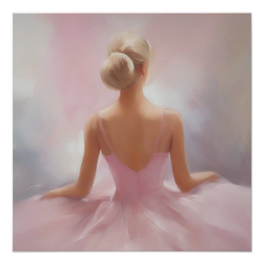 Geschilderde Ballerina in Roze Perfect Poster (Voorkant)