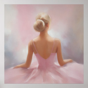 Geschilderde Ballerina in Roze Poster