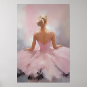 Geschilderde Ballerina in Roze Poster