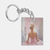 Geschilderde Ballerina in Roze Sleutelhanger (Voorkant Links)