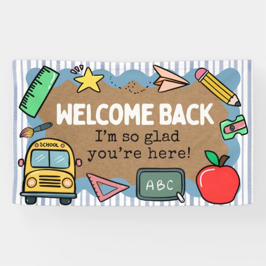Geschilderde banner Kijk terug naar school Welkom (Horizontaal)