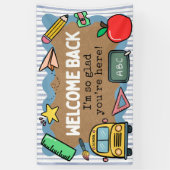 Geschilderde banner Kijk terug naar school Welkom (Verticaal)
