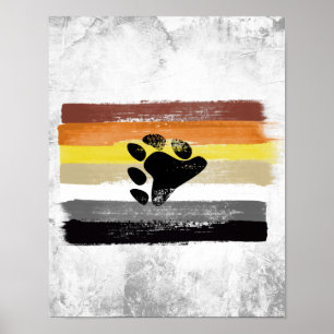 GESCHILDERDE BEER TROTS VLAG EN SYMBOOL POSTER