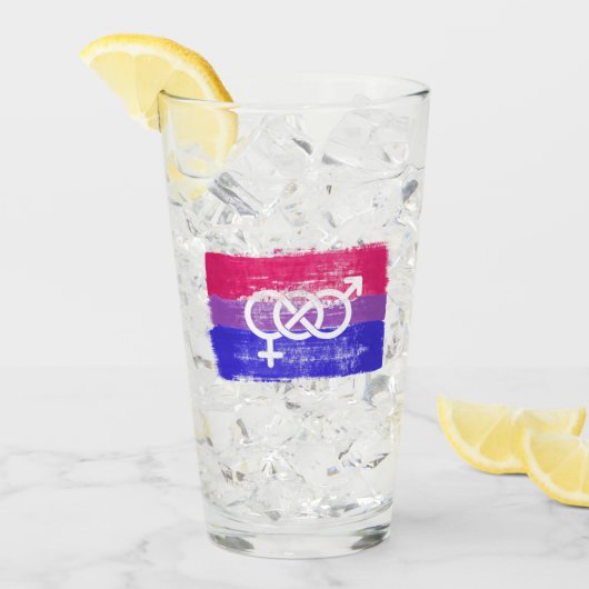GESCHILDERDE BISEKSUELE SYMBOOL PRIDE VLAG GLAS (Voorkant ijs)
