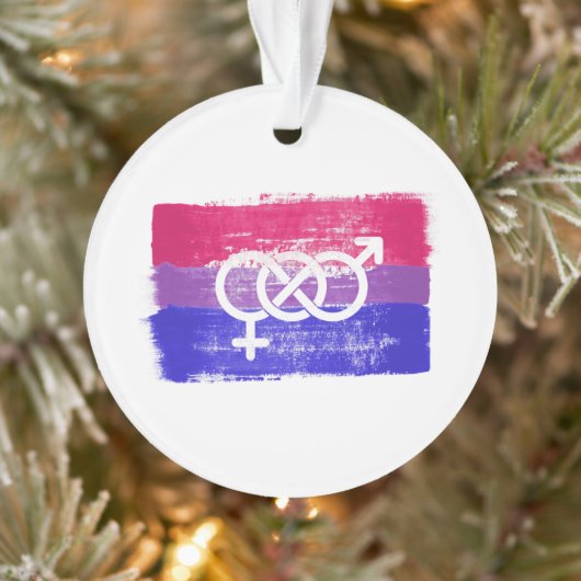 GESCHILDERDE BISEKSUELE SYMBOOL PRIDE VLAG ORNAMENT (Boom)