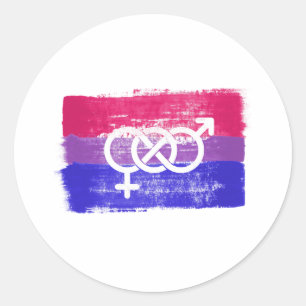 GESCHILDERDE BISEKSUELE SYMBOOL PRIDE VLAG RONDE STICKER