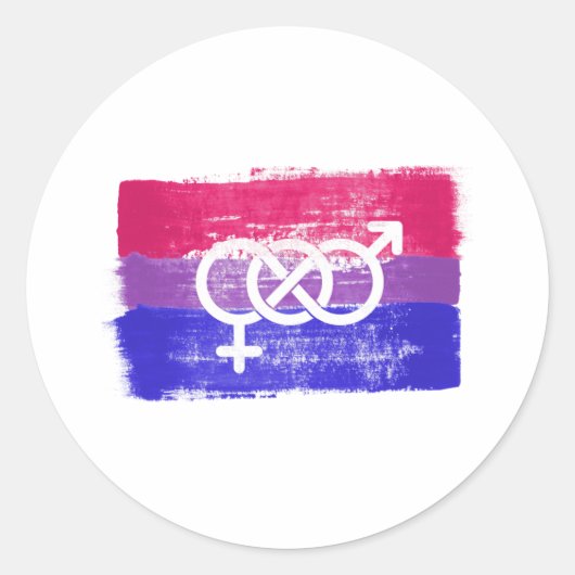 GESCHILDERDE BISEKSUELE SYMBOOL PRIDE VLAG RONDE STICKER (Voorkant)