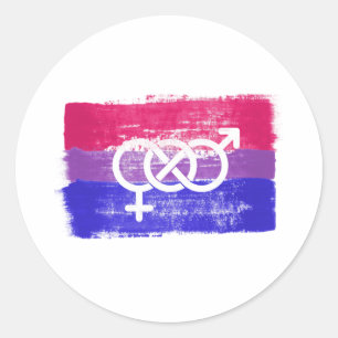 GESCHILDERDE BISEKSUELE SYMBOOL PRIDE VLAG RONDE STICKER