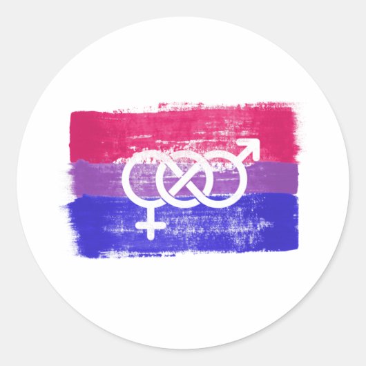 GESCHILDERDE BISEKSUELE SYMBOOL PRIDE VLAG RONDE STICKER (Voorkant)