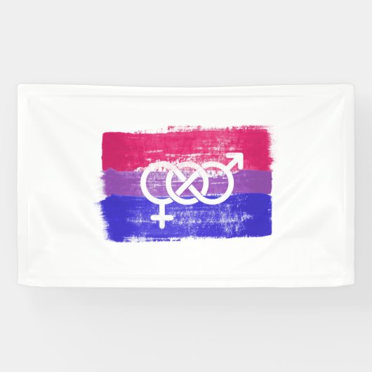 GESCHILDERDE BISEKSUELE SYMBOOL PRIDE VLAG SPANDOEK (Horizontaal)
