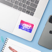 GESCHILDERDE BISEKSUELE SYMBOOL PRIDE VLAG STICKER (Laptop met iPhone)