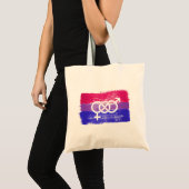 GESCHILDERDE BISEKSUELE SYMBOOL PRIDE VLAG TOTE BAG (Voorkant (product))