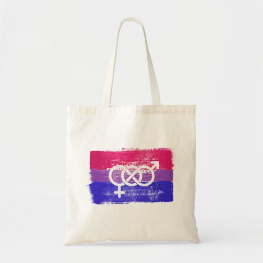 GESCHILDERDE BISEKSUELE SYMBOOL PRIDE VLAG TOTE BAG (Voorkant)