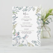 Geschilderde bladeren en aquarel boskonijnen menu (Staand voorkant)