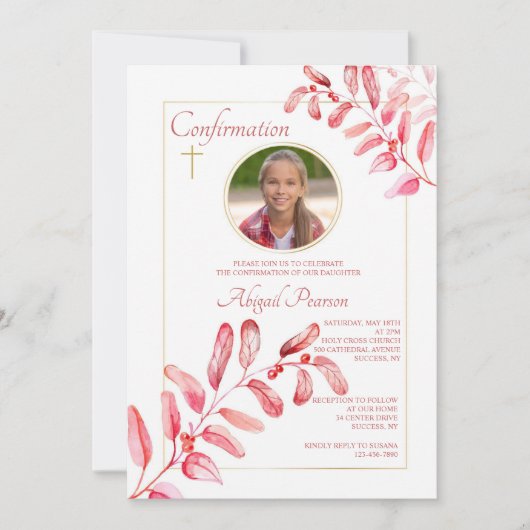 Geschilderde Bladeren Foto Uitnodiging (Voorkant)