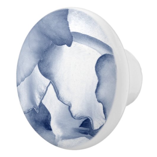 Geschilderde Blauwe Bloembladen Keramische Knop (Rechts)