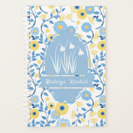 Geschilderde blauwe en gele aangepaste monogramnaa planner