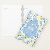 Geschilderde blauwe en gele aangepaste monogramnaa planner (Display)