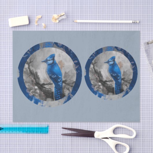 Geschilderde blauwe gaai DBL Tissuepapier (Craft)
