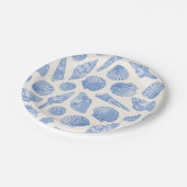 Geschilderde blauwe kustschelpen papieren bordje (Gekanteld)