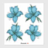 Geschilderde blauwe lelies sticker (Vel)